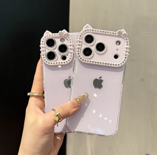 Kitty Rhinestone iPhone Case - Full Protection