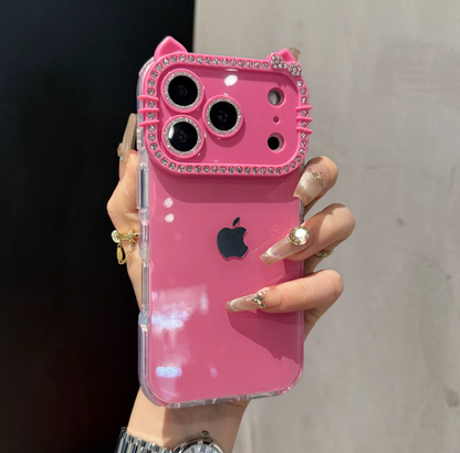 Kitty Rhinestone iPhone Case - Full Protection
