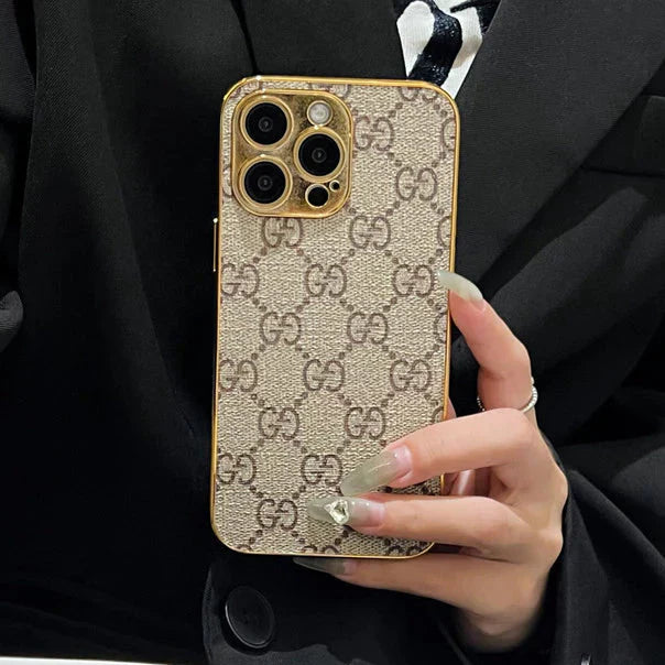 New Design Luxury Phone Case with Golden Border for iPhone 12-17