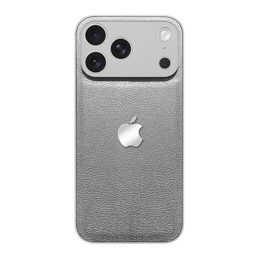 Simple Leather Lychee Pattern Phone Case - Silver