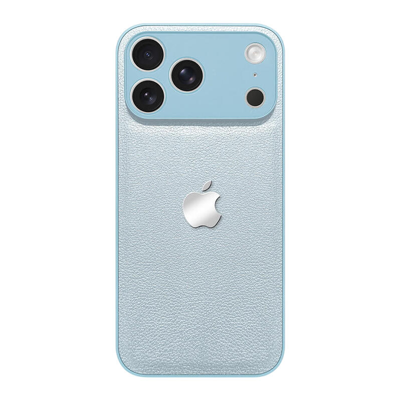 Simple Leather Lychee Pattern Phone Case - Light Blue