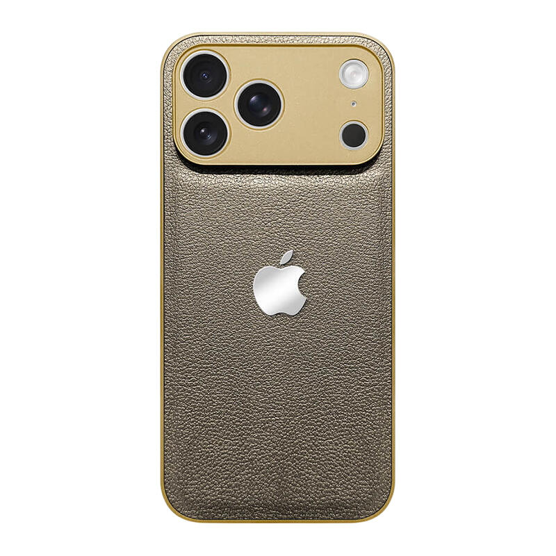 Simple Leather Lychee Pattern Phone Case - Gold