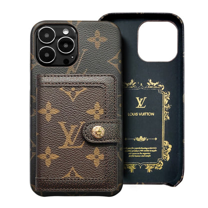 Beautiful Luxury Phone Case with Credit Card Holder for iPhone 13-17